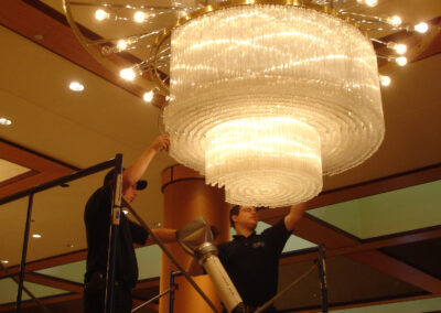 Chandelier removal, installation, and storage