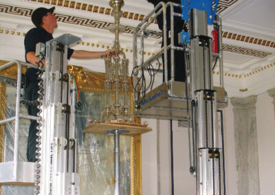 Chandelier removal, installation, and storage